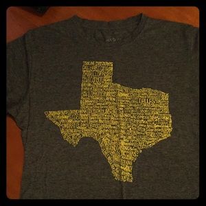 Yellow on Grey Texas Cities T-shirt
